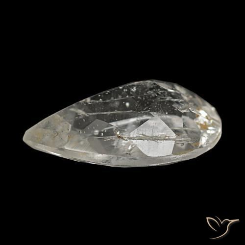 2.87캐럿 천연 옅은 노랑 루틸 토파즈, 배 모양, 11.8×7.7 mm, 불투명체