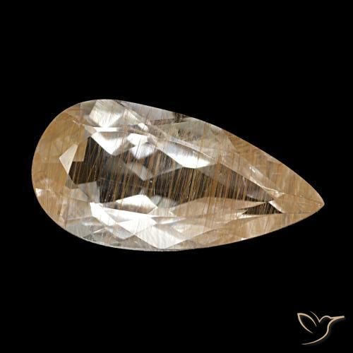2.91캐럿 천연 웜 브라운 루틸 토파즈, 배 모양, 13.4×6.6 mm, 투명한