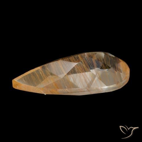 2.91캐럿 천연 웜 브라운 루틸 토파즈, 배 모양, 13.4×6.6 mm, 투명한