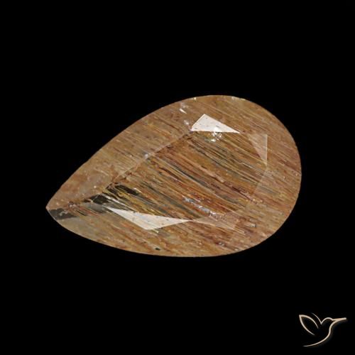 1.15ct 매우 밝은 갈색 루틸 토파즈, 배 모양, 투명한