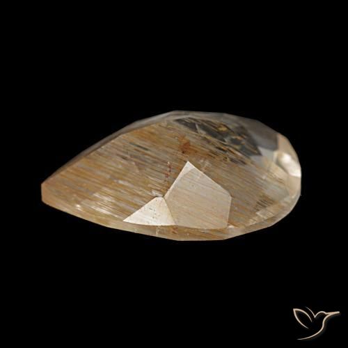 2.07캐럿 천연 웜 브라운 루틸 토파즈, 배 모양, 10×7.3 mm, 투명한