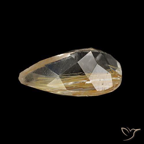 1.41캐럿 천연 매우 밝은 황금빛 갈색 루틸 토파즈, 배 모양, 9×5.5 mm, 투명한