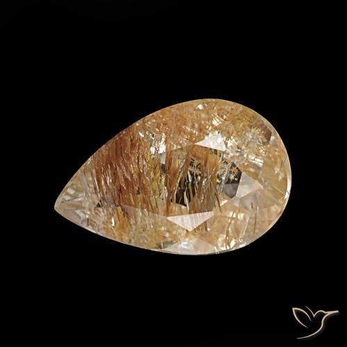1.20캐럿 천연 매우 밝은 황갈색 루틸 토파즈, 배 모양, 8.8×5.7 mm, 투명한