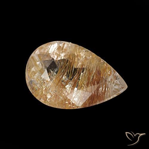 1.20캐럿 천연 매우 밝은 황갈색 루틸 토파즈, 배 모양, 8.8×5.7 mm, 투명한