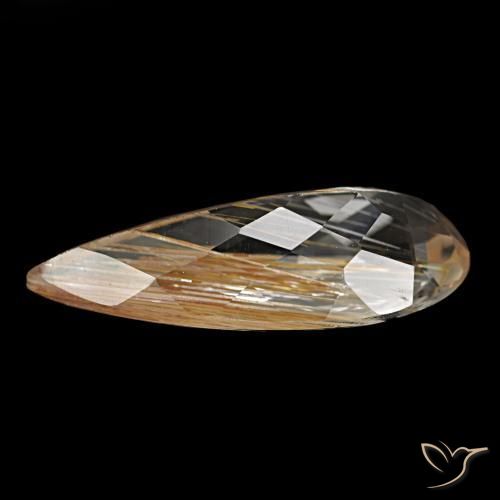 5.48캐럿 천연 매우 밝은 갈색 루틸 토파즈, 배 모양, 18.5×7.9 mm, 투명한