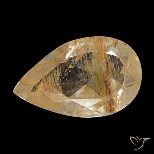 5.25ct 브라운 루틸 토파즈, 배 모양, 투명한