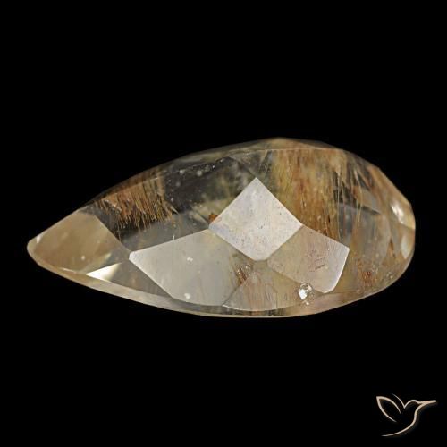 5.25캐럿 천연 오렌지빛이 도는 갈색 루틸 토파즈, 배 모양, 14.7×9.2 mm, 투명한