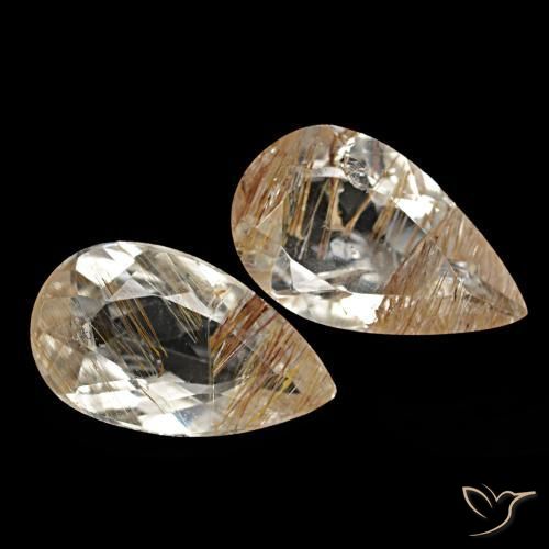 3.26캐럿 천연 매우 밝은 황갈색 루틸 토파즈 보석, 배 모양, 10.5×6.3 mm, 투명한
