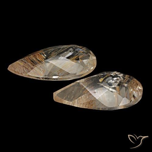 3.26캐럿 천연 매우 밝은 황갈색 루틸 토파즈 보석, 배 모양, 10.5×6.3 mm, 투명한