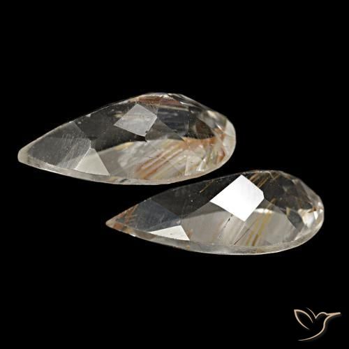 4.03캐럿 천연 매우 밝은 황금빛 갈색 루틸 토파즈 보석, 배 모양, 11.4×6.1 mm, 투명한