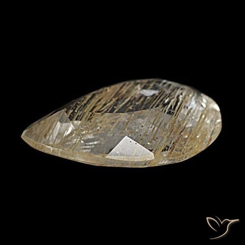 2.67캐럿 천연 매우 밝은 황금빛 갈색 루틸 토파즈, 배 모양, 11.9×8.3 mm, 투명한