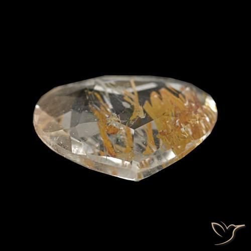 1.13캐럿 천연 매우 밝은 황금빛 갈색 루틸 토파즈, 배 모양, 8×7.8 mm, 투명한