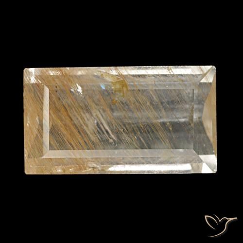 3.10캐럿 천연 매우 밝은 황금빛 갈색 루틸 토파즈, 바게트, 11.6×6.5 mm, 투명한
