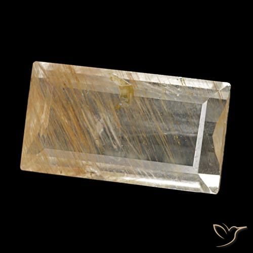 3.10캐럿 천연 매우 밝은 황금빛 갈색 루틸 토파즈, 바게트, 11.6×6.5 mm, 투명한