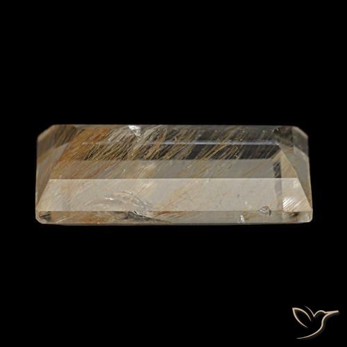 3.10캐럿 천연 매우 밝은 황금빛 갈색 루틸 토파즈, 바게트, 11.6×6.5 mm, 투명한