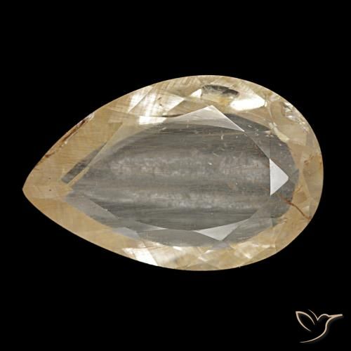 4.65캐럿 천연 매우 밝은 황금빛 갈색 루틸 토파즈, 배 모양, 14.4×9.4 mm, 투명한