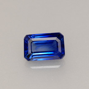 0.79캐럿 천연 블루 사파이어, 에메랄드 컷, 5.9×3.9 mm, VS