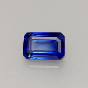 0.79캐럿 천연 블루 사파이어, 에메랄드 컷, 5.9×3.9 mm, VS