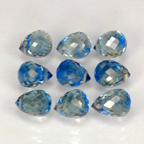 캐럿 천연 멀티 블루 사파이어 보석, 브리올레트, 4.6×3.6 mm, VVS-VS