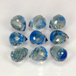 캐럿 천연 멀티 블루 사파이어 보석, 브리올레트, 4.6×3.6 mm, VVS-VS