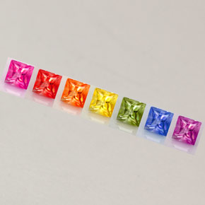 캐럿 천연 멀티컬러 사파이어 보석, 스퀘어, 2.7×2.7 mm, VVS-VS