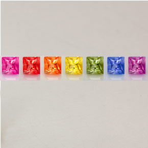 캐럿 천연 멀티컬러 사파이어 보석, 스퀘어, 2.7×2.7 mm, VVS-VS