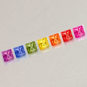 캐럿 천연 멀티컬러 사파이어 보석, 스퀘어, 2.7×2.7 mm, VVS-VS