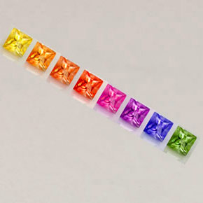 캐럿 천연 멀티컬러 사파이어 보석, 스퀘어, 2.6×2.6 mm, VVS-VS