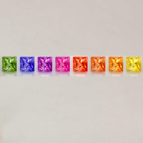 캐럿 천연 멀티컬러 사파이어 보석, 스퀘어, 2.6×2.6 mm, VVS-VS
