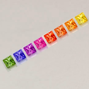 캐럿 천연 멀티컬러 사파이어 보석, 스퀘어, 2.6×2.6 mm, VVS-VS