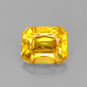 2.72캐럿 천연 골든 옐로우 사파이어, 에메랄드 컷, 8.2×6.7 mm, VS-SI