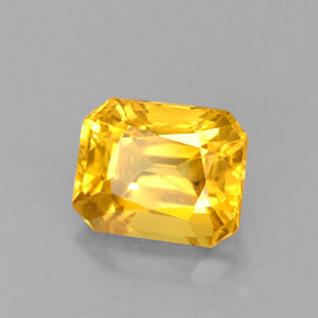 2.72캐럿 천연 골든 옐로우 사파이어, 에메랄드 컷, 8.2×6.7 mm, VS-SI