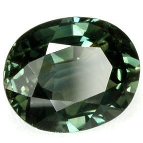 1.32캐럿 천연 푸르스름한 그린 사파이어, 타원형 컷, 7.2×5.9 mm, VVS