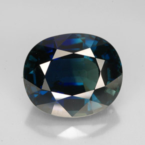 8.42캐럿 천연 녹청색 사파이어, 타원형 컷, 12.6×10.7 mm, VVS