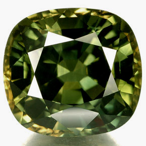 6.29캐럿 천연 노란빛 그린 사파이어, 쿠션 컷, 10.6×9.8 mm, VVS-VS