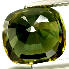 6.29캐럿 천연 노란빛 그린 사파이어, 쿠션 컷, 10.6×9.8 mm, VVS-VS
