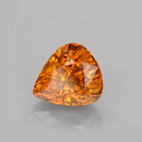 1.94캐럿 천연 옐로우 오렌지 사파이어, 배 모양, 7.8×7 mm, VS-SI