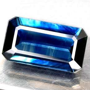 4.64캐럿 천연 블루 사파이어, 에메랄드 컷, 13.5×7.5 mm, VS