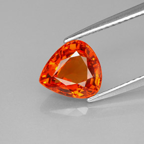 2.12캐럿 천연 만다린 오렌지 사파이어, 배 모양, 8.2×7.7 mm, VVS-VS