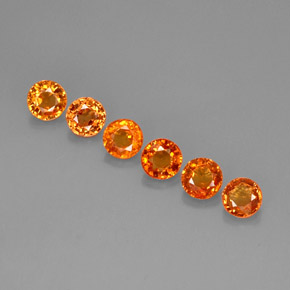 캐럿 천연 오렌지 사파이어 보석, 라운드 컷, 4.57 mm, VVS