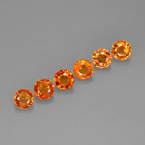 캐럿 천연 오렌지 사파이어 보석, 라운드 컷, 4.57 mm, VVS