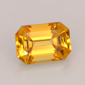 1.25캐럿 천연 골든 옐로우 사파이어, 에메랄드 컷, 7×4.9 mm, VVS-VS
