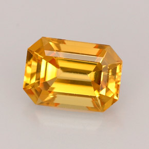 1.25캐럿 천연 골든 옐로우 사파이어, 에메랄드 컷, 7×4.9 mm, VVS-VS