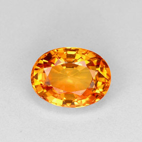 1.25캐럿 천연 옐로우 오렌지 사파이어, 타원형 컷, 7×5.3 mm, VVS-VS