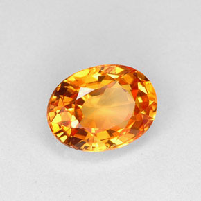 1.25캐럿 천연 옐로우 오렌지 사파이어, 타원형 컷, 7×5.3 mm, VVS-VS