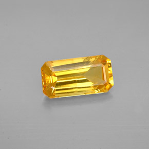2.17캐럿 천연 골든 옐로우 사파이어, 에메랄드 컷, 10.2×5.4 mm, VS-SI