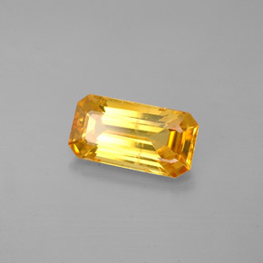 2.17캐럿 천연 골든 옐로우 사파이어, 에메랄드 컷, 10.2×5.4 mm, VS-SI