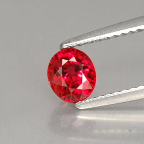 0.99캐럿 천연 레드 오렌지 사파이어, 타원형 컷, 5.6×4.9 mm, VS