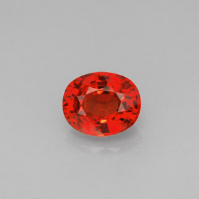 1.19캐럿 천연 붉은빛 오렌지 사파이어, 타원형 컷, 6.6×5.4 mm, VS