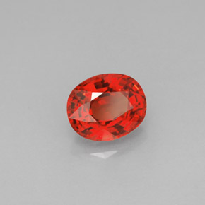 1.19캐럿 천연 붉은빛 오렌지 사파이어, 타원형 컷, 6.6×5.4 mm, VS